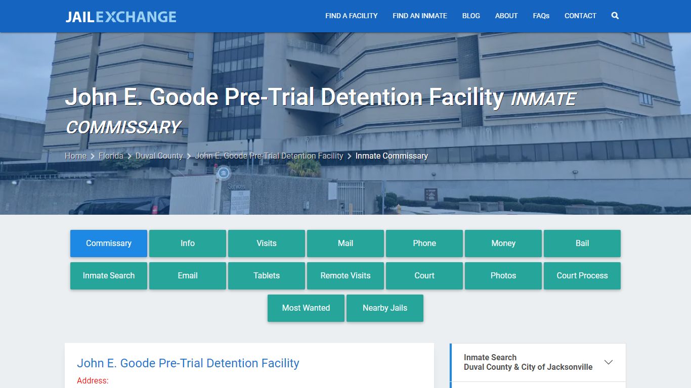 John E. Goode Pre-Trial Detention Facility Inmate Commissary
